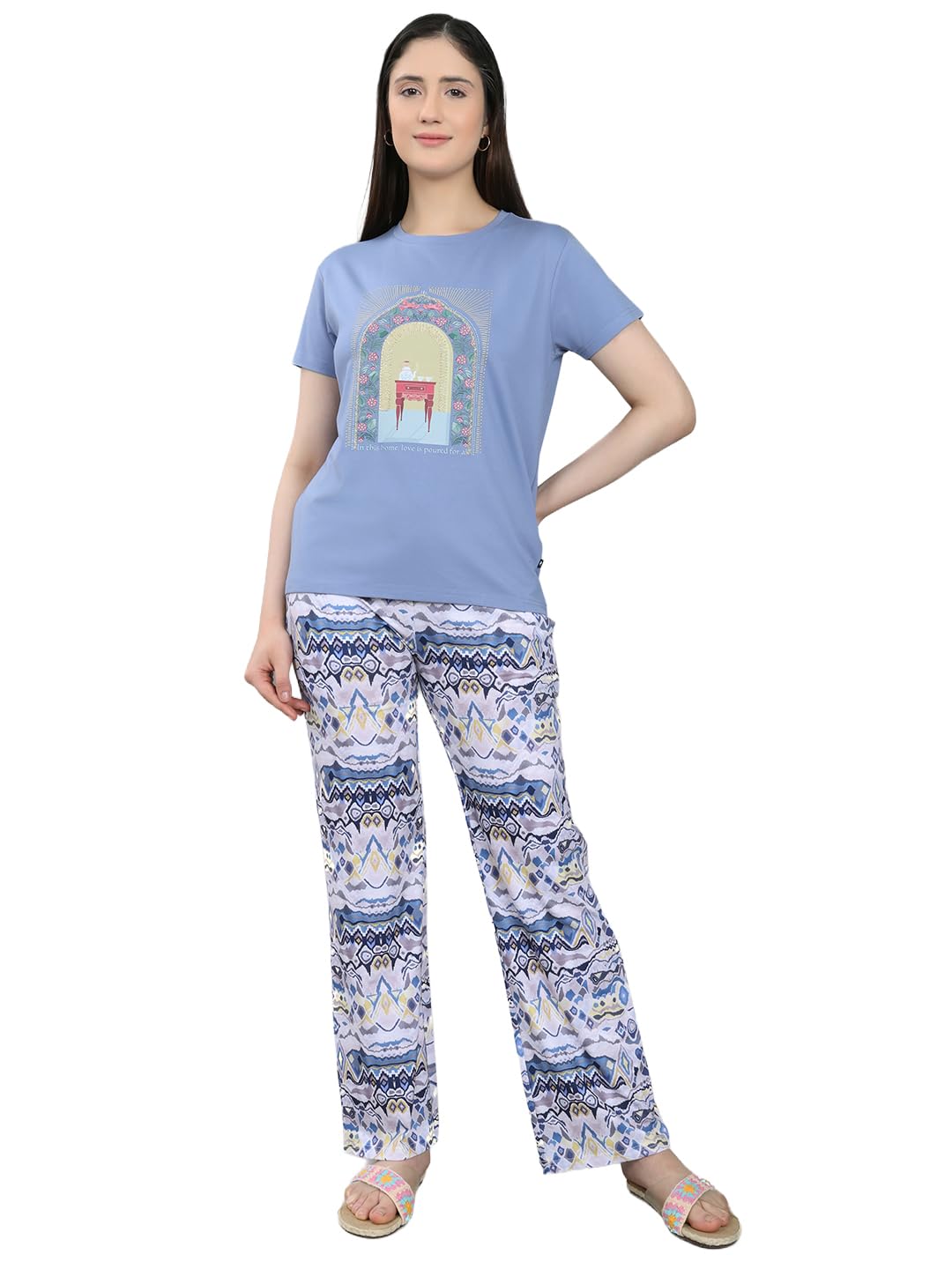 monte carlo Women Regular Fit Half Sleeve Printed Lower Set (Pack Of 1)-picture-41