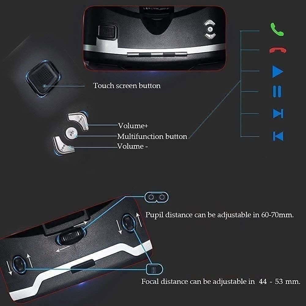 TOEWOE 3D VR Headset, Virtual Reality Headset, VR Headsets Compatible with iOS and Android Phones, 3D VR Goggles for VR Games 3D Movies, Black
