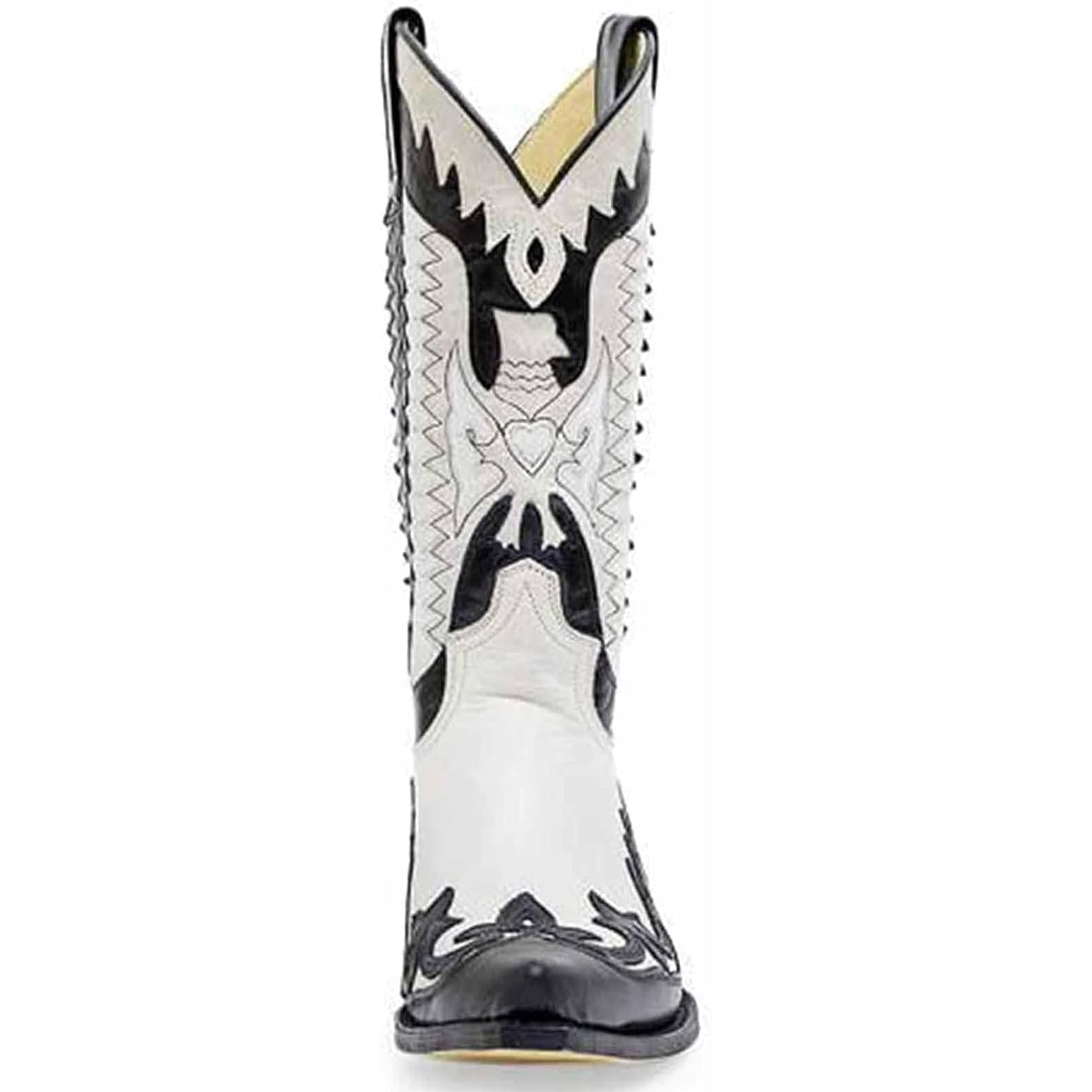 DJFOG Bottes de Chevalier pour Hommes, Bottes de Motard brodées, Bottes Hautes Vintage, Style Cowboy Occidental, Bottes de Moto à Bout Pointu
