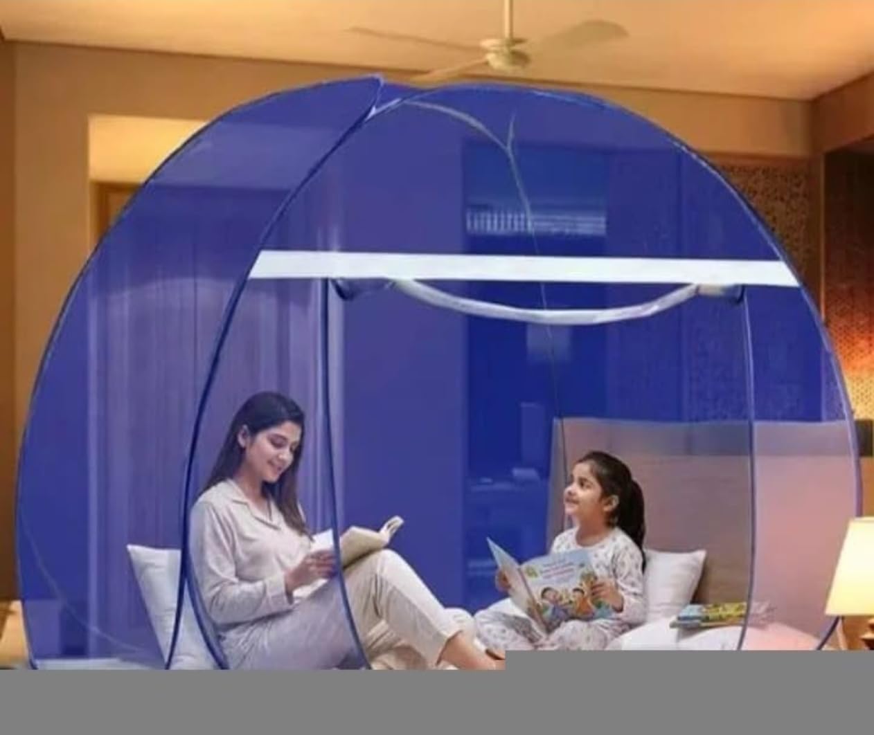 Pop-Up Mosquito Net for Double Bed, Blue, Foldable Tent Style, Easy Setup-image-46