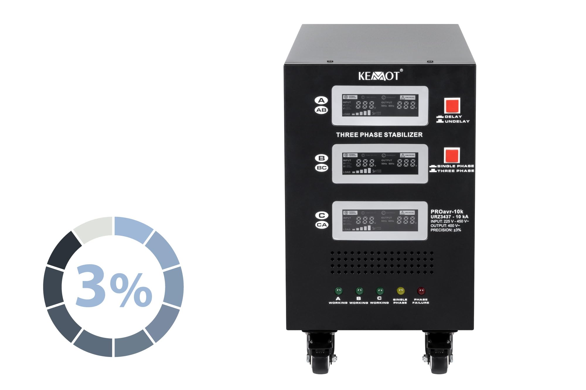 Kemot Automatischer dreiphasiger Spannungsstabilisator PROavr-10k 10000 VA URZ3437