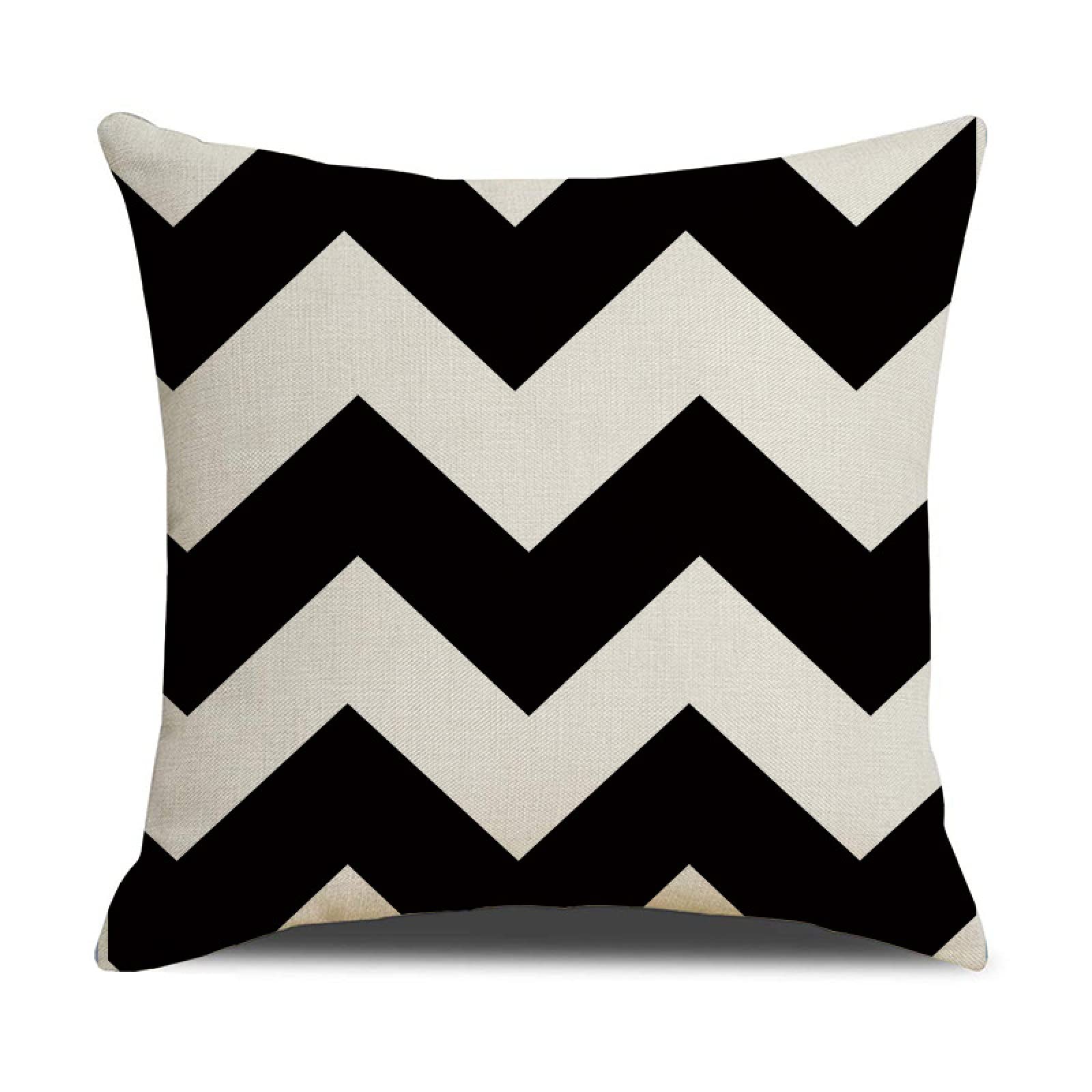Cushion Covers 50cm x 50cm Striped Black Decorative Pillows with Invisible Zipper Garden Cushions Square Linen Scatter Cushions Comfortable Breathable Pillow Cover