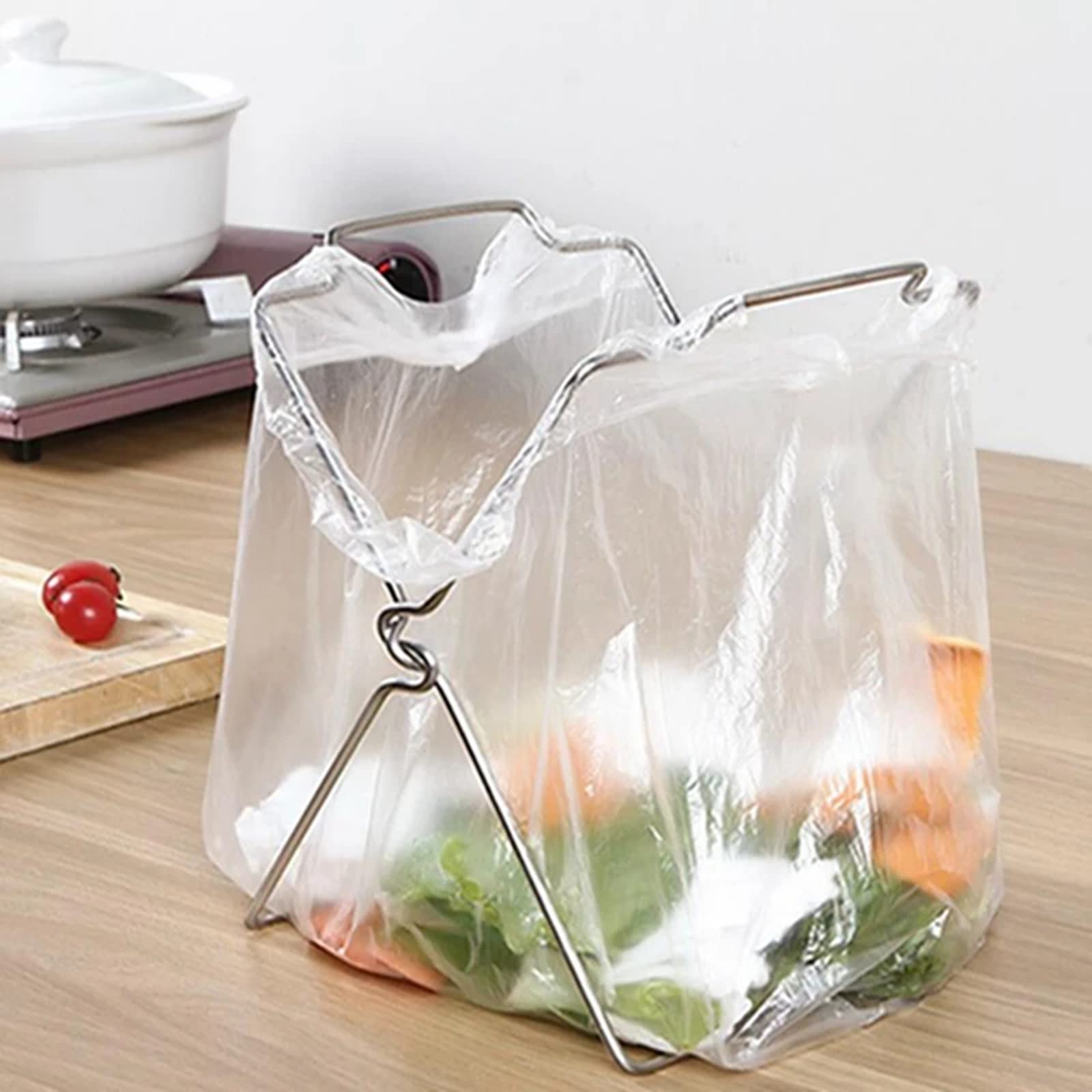 Estante para Colgar Bolsas De Plástico, Estante para Bolsas De Basura De Acero Inoxidable, Organizador De Toallero Plegable para Encimera De Cocina Casera