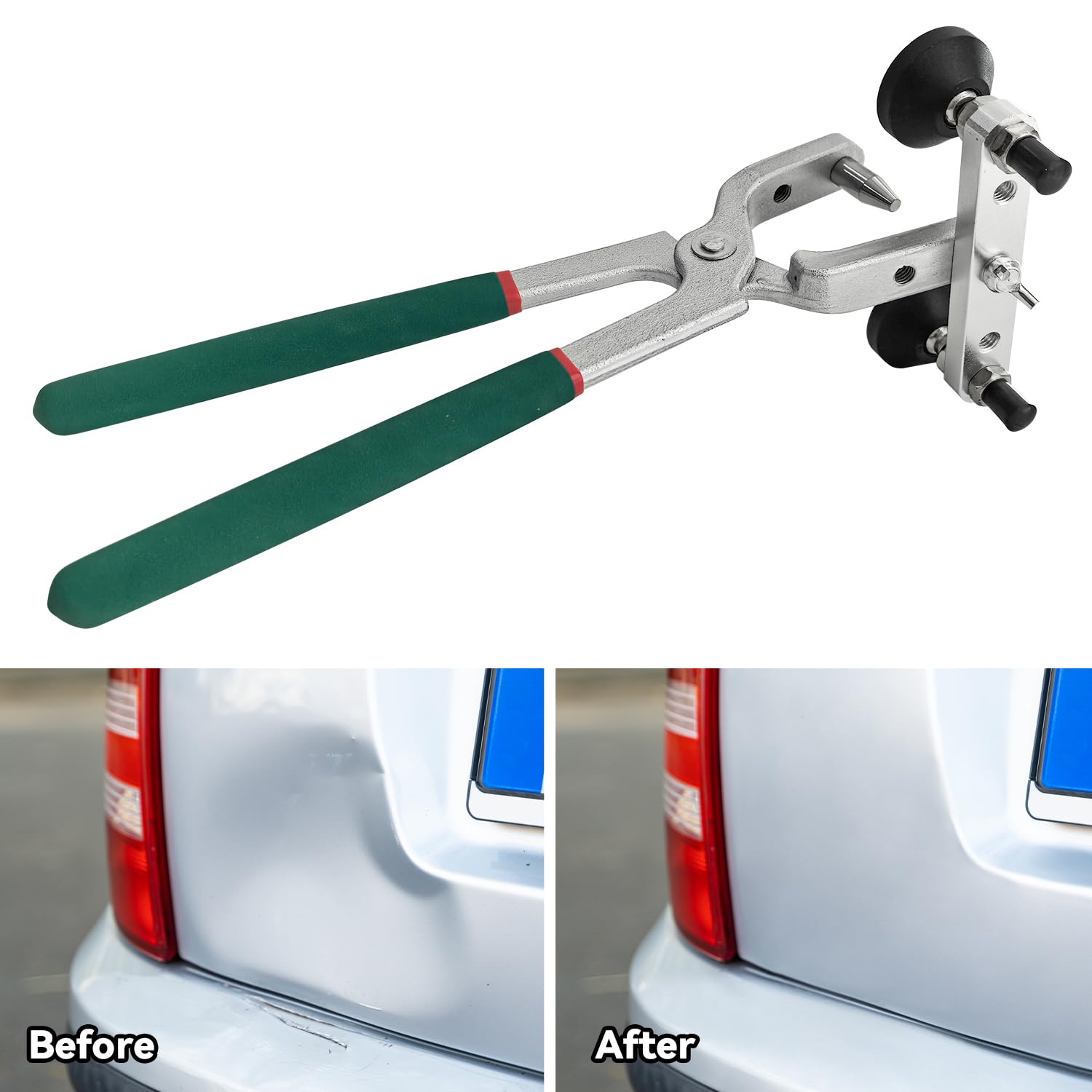 Herramientas de reparación de abolladuras de coche, alicates de crimpado de borde de carrocería de puerta de automóvil, herramienta de modelado de cejas de rueda con 8 cabezales de repuesto