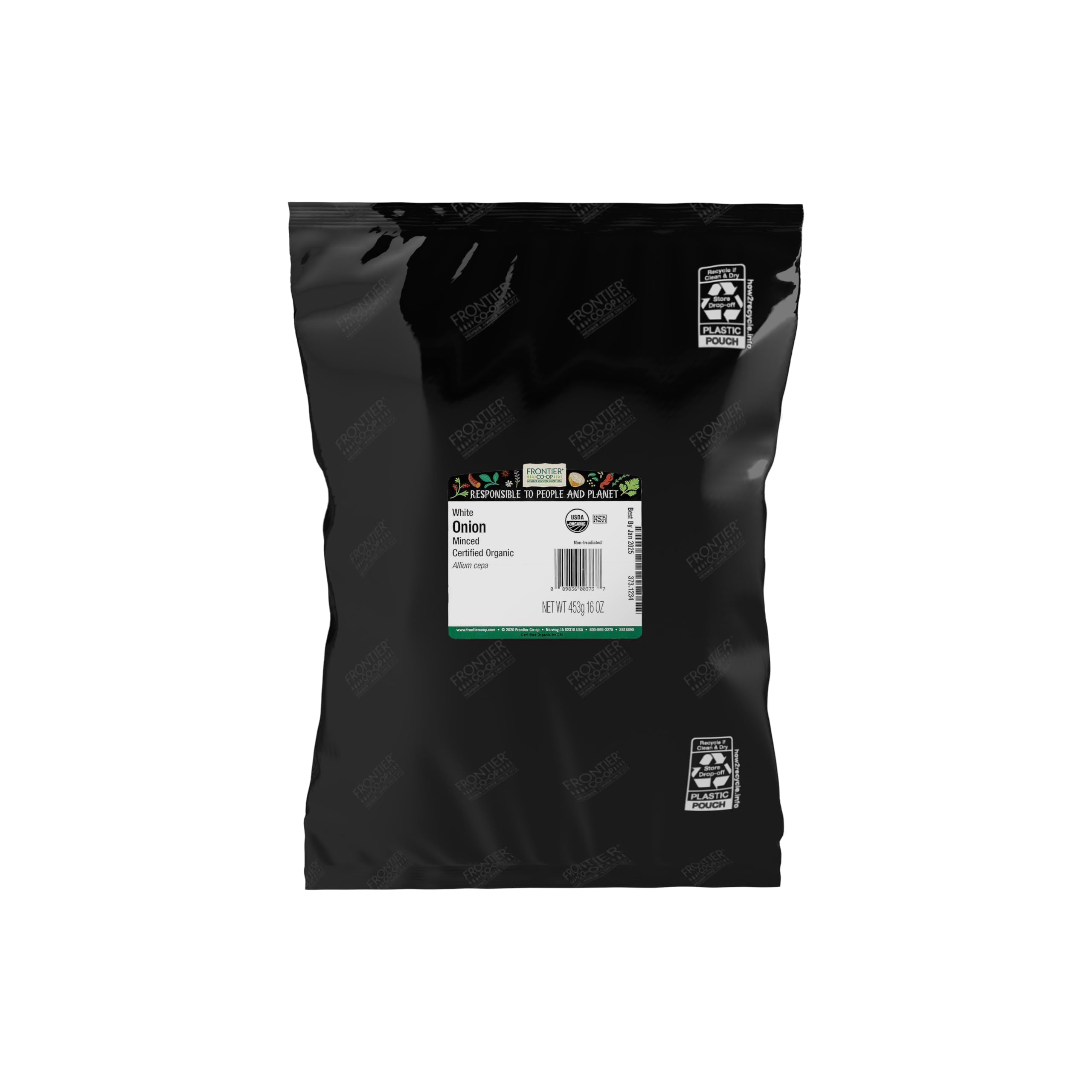 Frontier Co-op Certified Organic White Minced Onion, 1-Pound Bulk, Warm, Sweet, Salty Flavor For Stews & Soups, Kosher