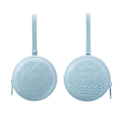 Miniatura 5 de PandaEar Juego de 4 fundas para chupetes, 2 bolsas portátiles de silicona para chupetes de viaje y 2 bolsas de silicona para cubiertos de bebé, sin