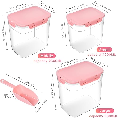 Miniatura 3 de 3 recipientes de almacenamiento de alimentos para animales, contenedor de plástico para almacenamiento de alimentos para perros con cuchara, 4