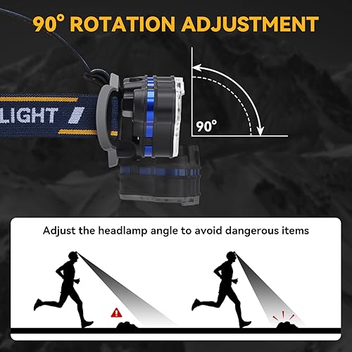 Miniatura 5 de Aigostar Linterna frontal recargable de 6500 K, 600 lúmenes, impermeable, brillante, SOS intermitente, de larga duración, para exteriores, para