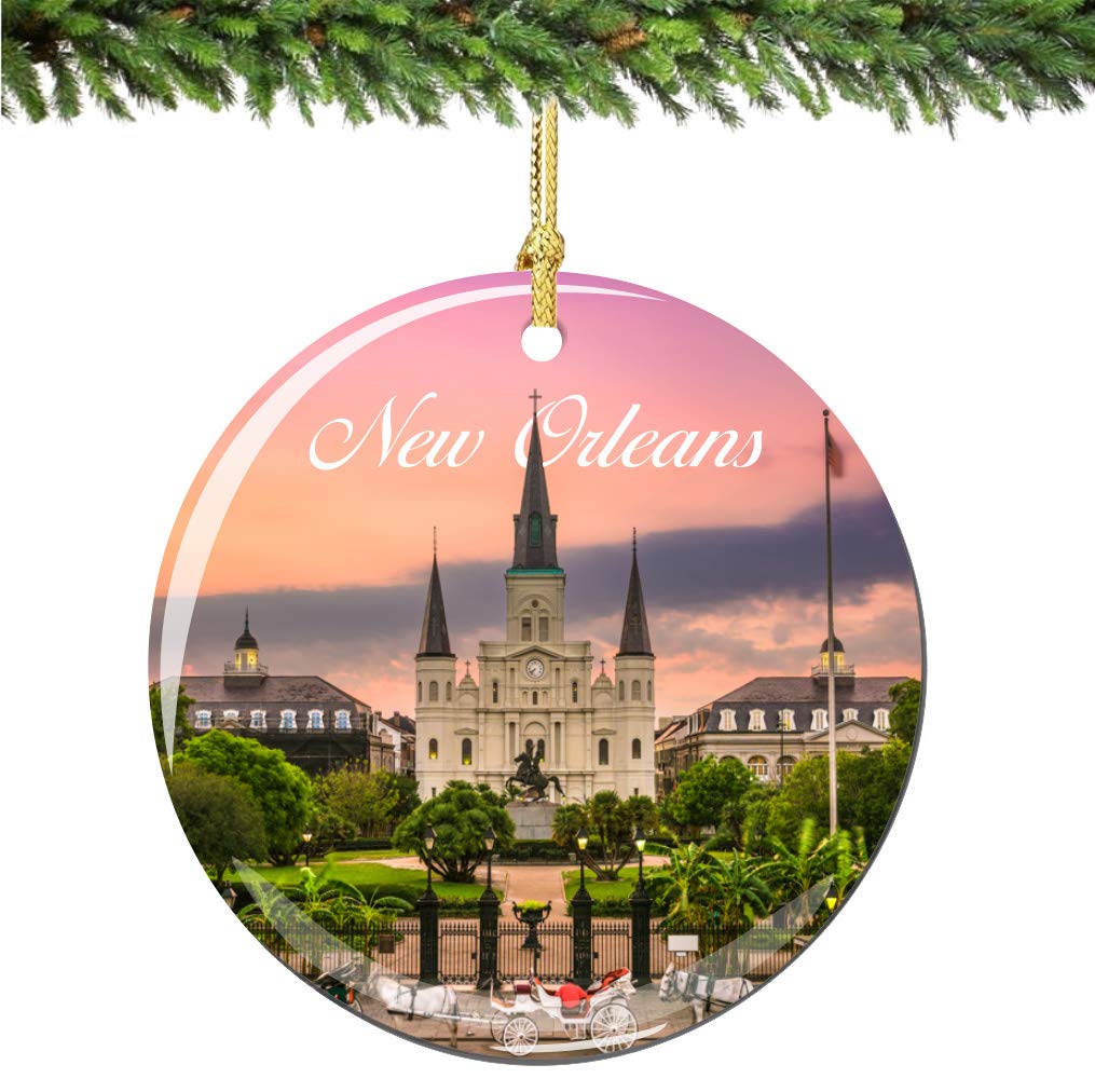 Décoration de Noël en Porcelaine New Orleans Suspension Sapin Double Face 7cm