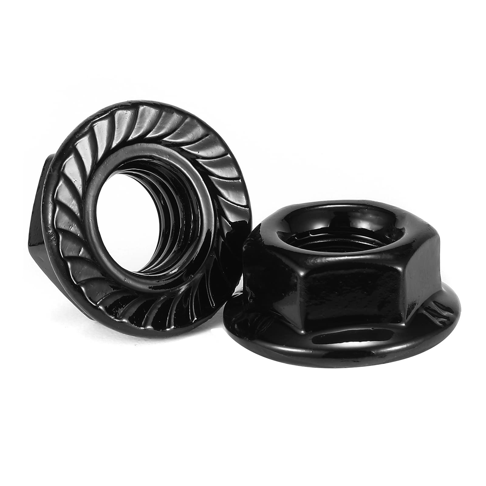 M5 x 0.8mm Serrated Flange Hex Lock Nuts 100Pcs 304 Stainless Steel 18-8, Full Thread, Hex Drive, Bright Finish, Black Oxide by SG TZH