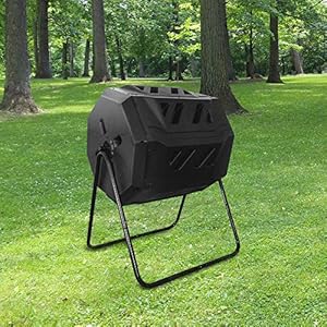 Skylantern Compostbak voor de tuin, 160 l, zwart op voeten, compostbak, dubbele kamer, draaibaar, van robuust…