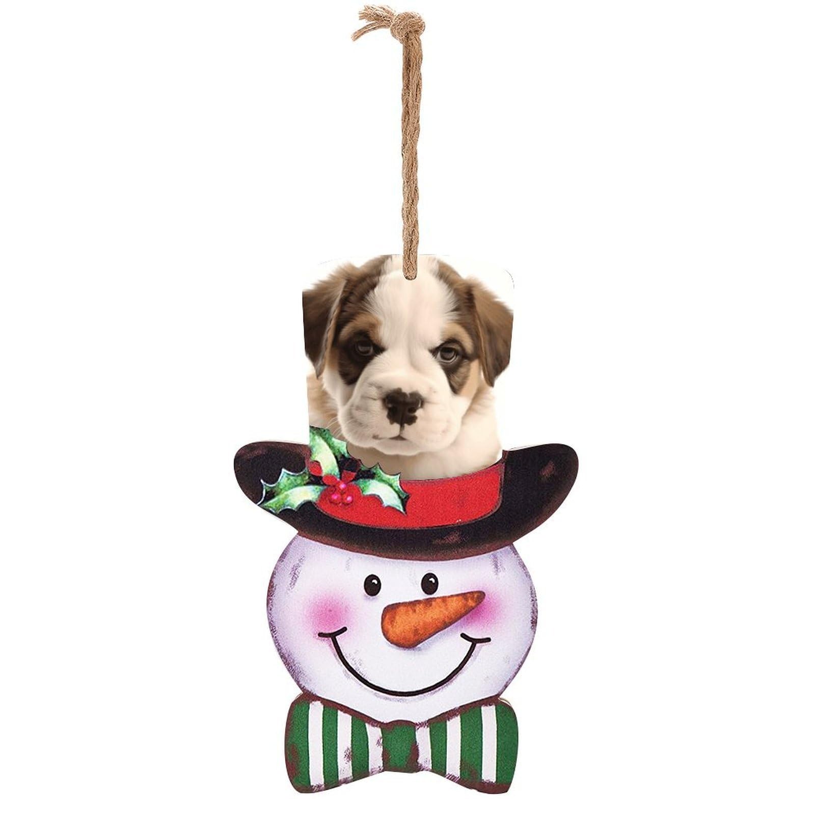 Dog Puppies Snowman Decor Christmas Snowmans Hanging Decors Wooden Exquisite Holiday Decoration Sign for Home Window Wall Farmhouse Indoor Outdoo