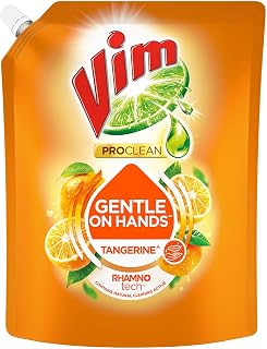 Vim ProClean Dishwash Liquid Gel with Tangerine powered by RhamnoTech™, Gentle on Hands, Removes Tough Grease and Odours, ... Price In India
