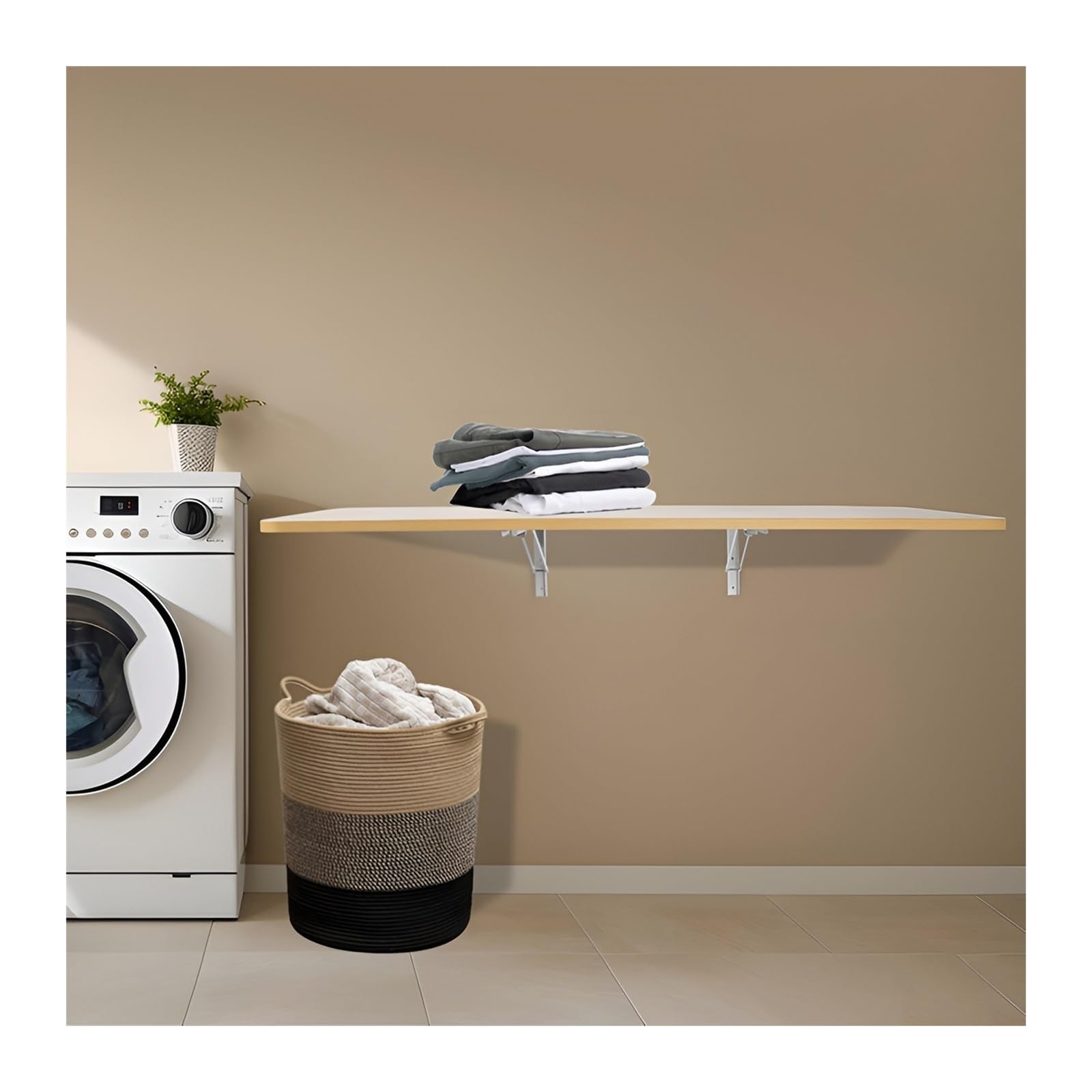 GDMDPTE Space-Saving Wall Mounted Folding Table Wood Folding Desk for Small Spaces Ideal for Home Office Laundry Room Garage Basement - 60x30cm