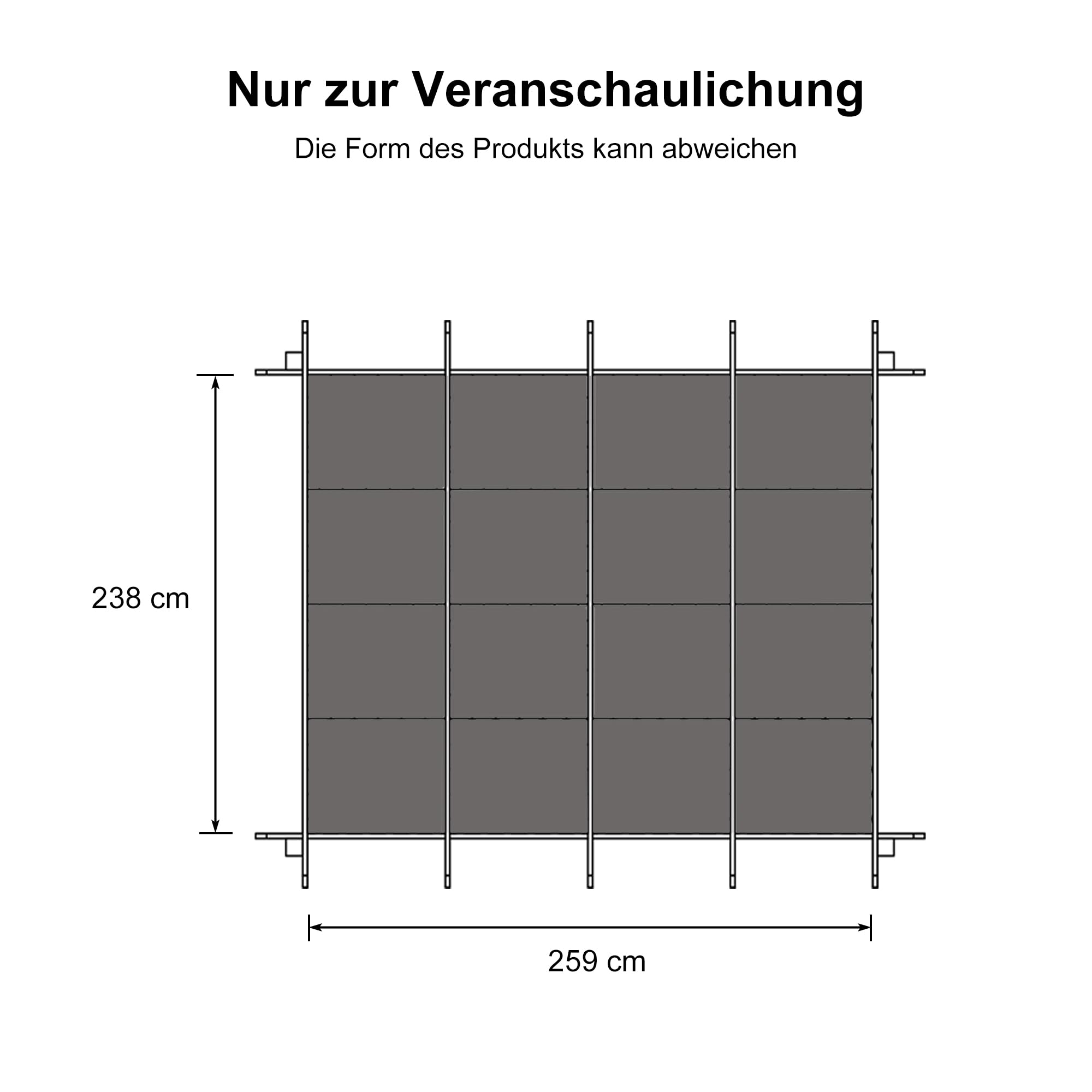 PURPLE LEAF Pergola Ersatzdach für 3 x 3 m Pavillon, Gartenpavillon Ersatzbezug, Wasserdicht, UV Schutz, Grau