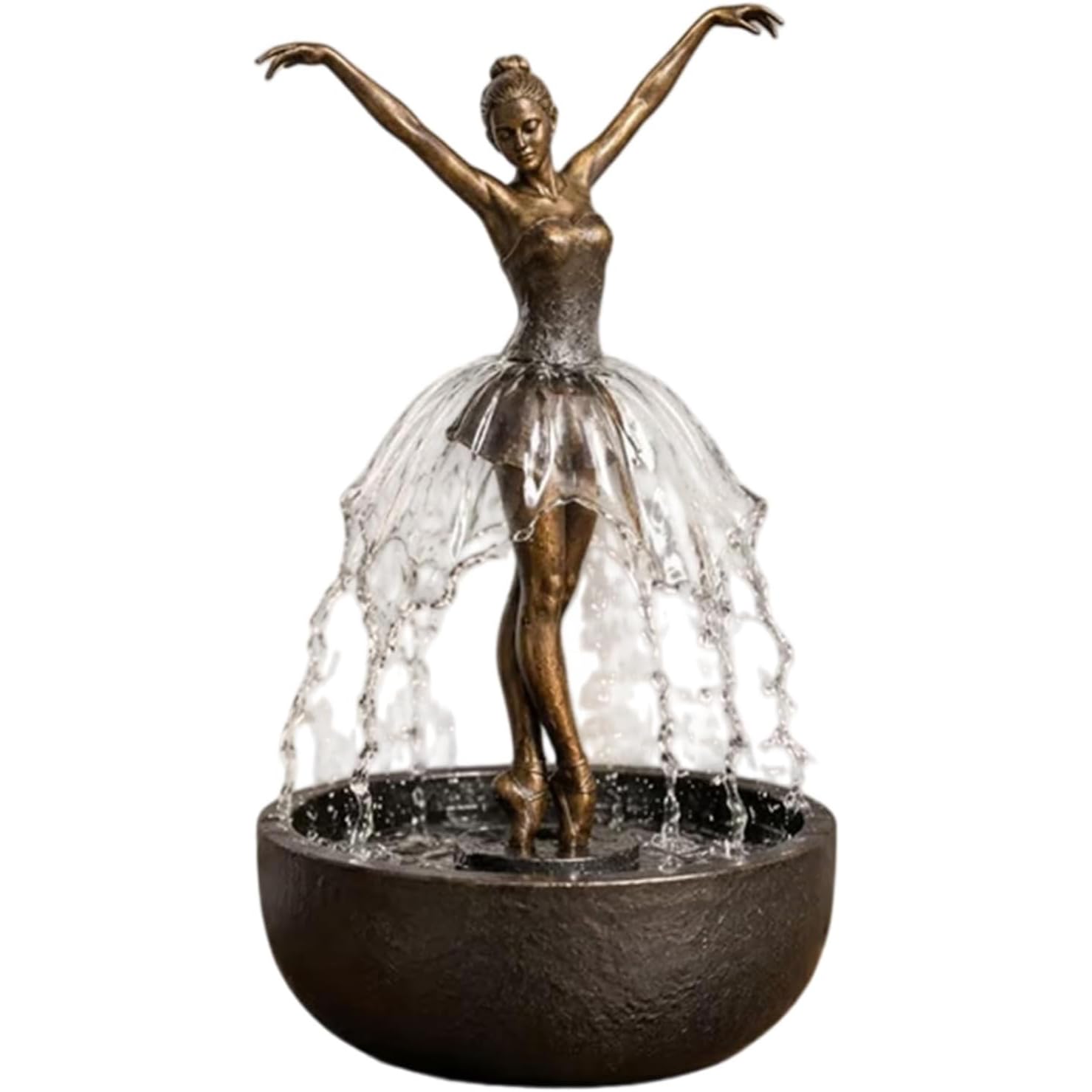 Solar-Ballett-TäNzer-Brunnen, Tisch-Wasserfall Mit Leiser Pumpe, Kunstharz-Skulptur-Wasserspiel FüR Wohnzimmer-Schreibtisch, Luftbefeuchter-Dekor,1pcs