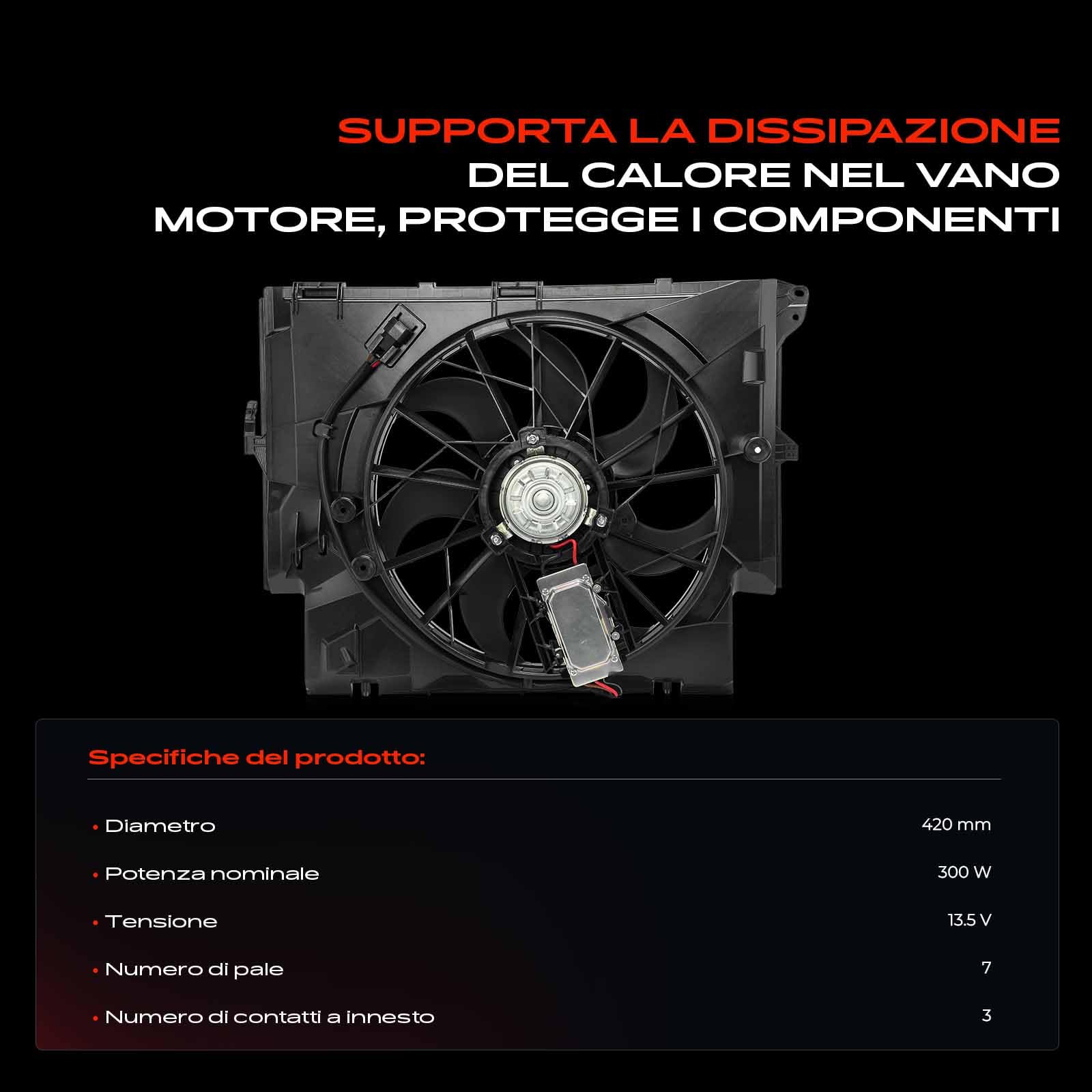 Frankberg Ventola di raffreddamento Ventola Radiatore ad acqua Diesel Compatibile con X1 E84 2.0L Serie 3 Touring E91 2.0L Serie 1 E87 2.0L Serie 3 E90 2.0L Serie 1 E81 2.0L Replace# 17427788905