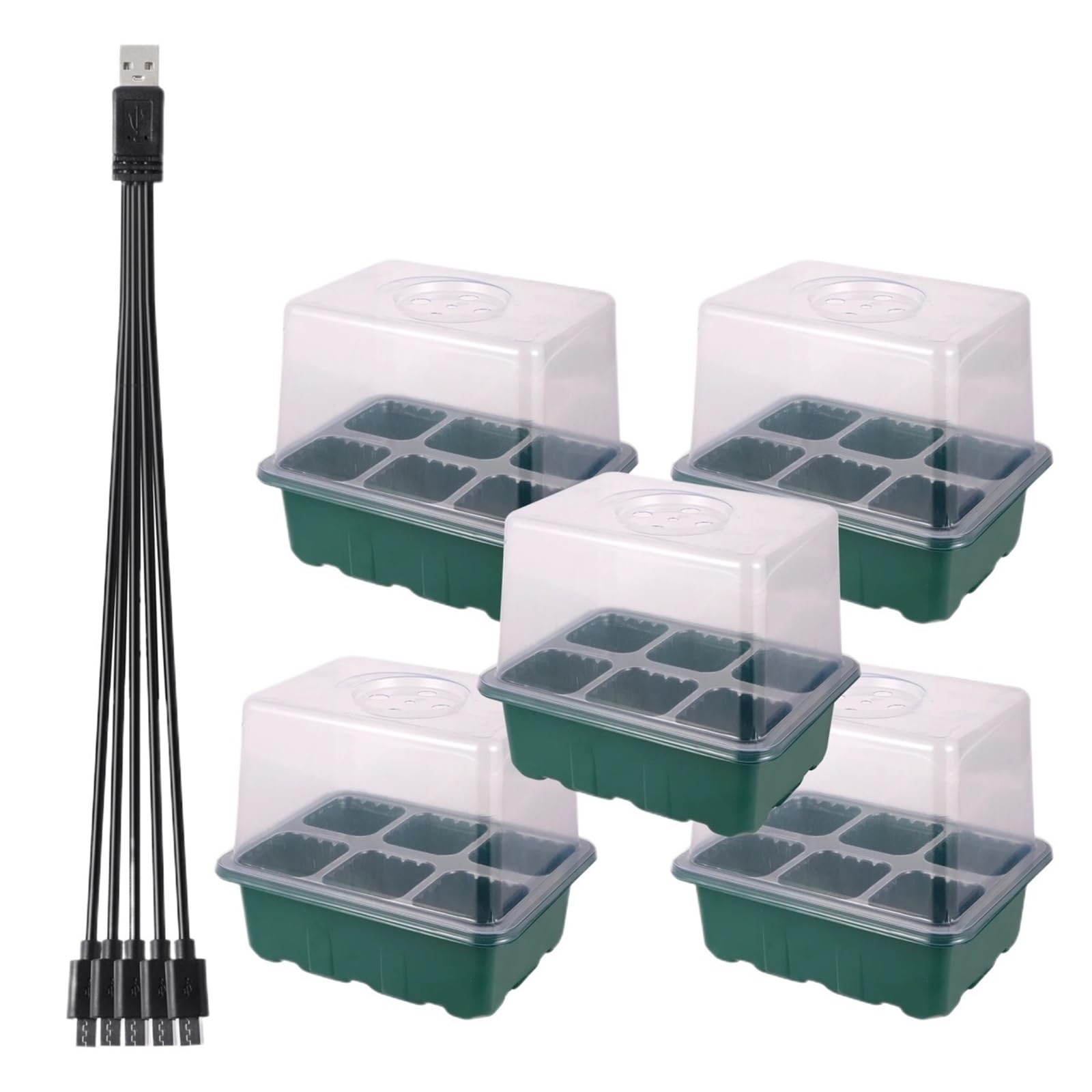 Anzuchtschale Grow Light 6/12 Löcher Samen-Starterschalen Pflanzkasten Sämling Keimung Indoor-Gartenwerkzeug für Pflanzen(Light Grey)
