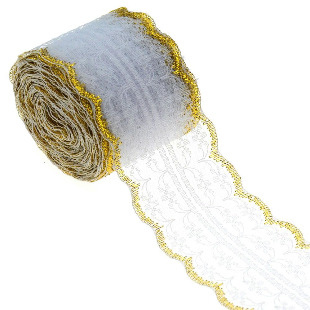 Or Argent Broderie Dentelle 10 Mètres 4.5 Cm Polyester Dentelle Ruban De Mariage De Noël Vêtements Sous-Vêtements DIY Vêtements À Coudre Tissu-Vin Rouge