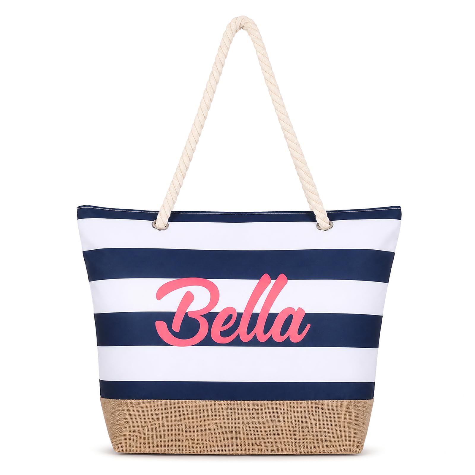 Personalized Tote Bag for Women, Custom Name Beach Bag with Inner Zipper Pocket, Waterproof Beach Tote Bag Gift