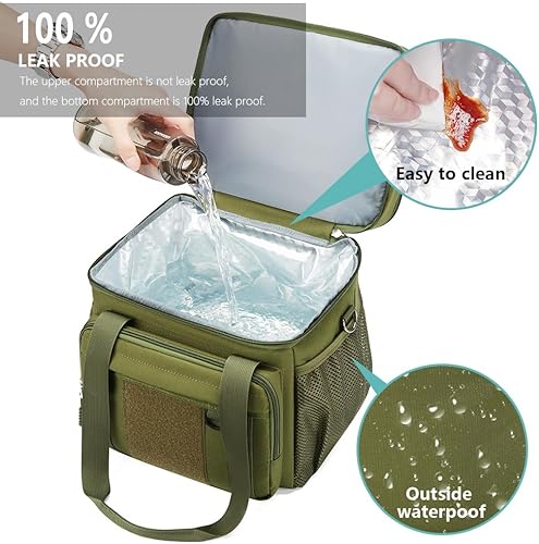 Miniatura 6 de Gafetrey Lonchera táctica grande expandible para adultos, bolsa enfriadora de almuerzo duradera con cubo de almuerzo MOLLE para el trabajo,