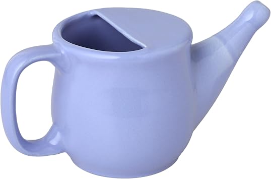 HealthGoodsIn Ceramic Neti Pot, Spill Proof with 5 Sachet Neti Salt, Microwave Safe, Holds 250 ML (8.4 FL Oz) (Light Voilet)