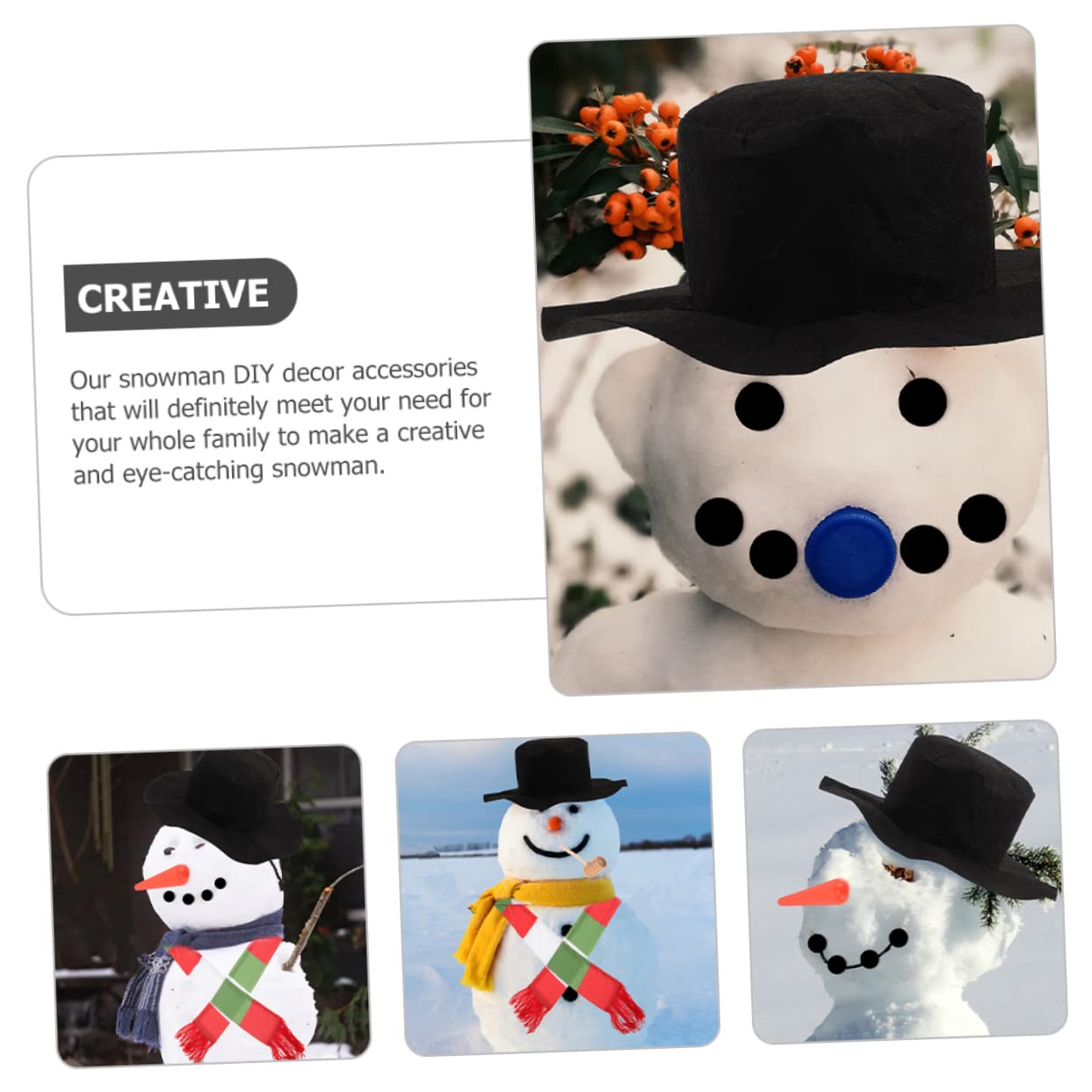 PRETYZOOM 3 Sätze Schneemann verkleiden schneemann DIY zubehör schneemann DIY Material winterdeko weihnachtsbekleidung weihnachtdeko festliches Accessoire Schneemann-Kleidungszubehör Stoff