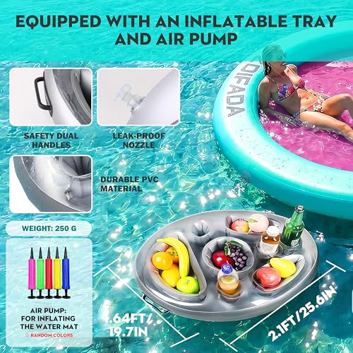 Inflatable Water Hammock Round Floating Ring,8/10/12FT Heavy Duty Pool Float for Adults,Inflatable Tanning Pool Float Island Dock for Lake/River/Ocean,w/Cup Holder,10FT&12FT Include 4-Step Soft Ladder by Zoifada - Used condition - Image 4