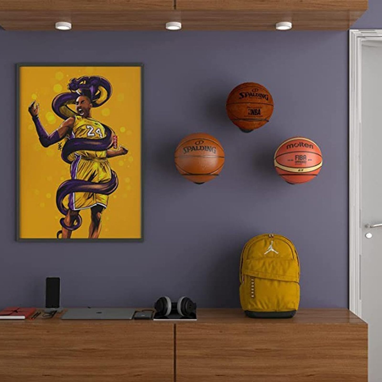 6 Pièces Support Mural pour Ballon, Support en métal de Balle Mural Universel, Supports Mural pour Ballon de Sport, Support de Ballon muralavec vis, pour Football, Volleyball, Basketball (Noir)