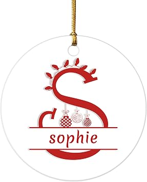 Personalized Christmas Ornaments 2023, Custom Christmas Ornament with Letter, Christmas Tree Decorations, Hanging Print Christmas Tree Decor, Christmas New Year Gift Ideas-Round