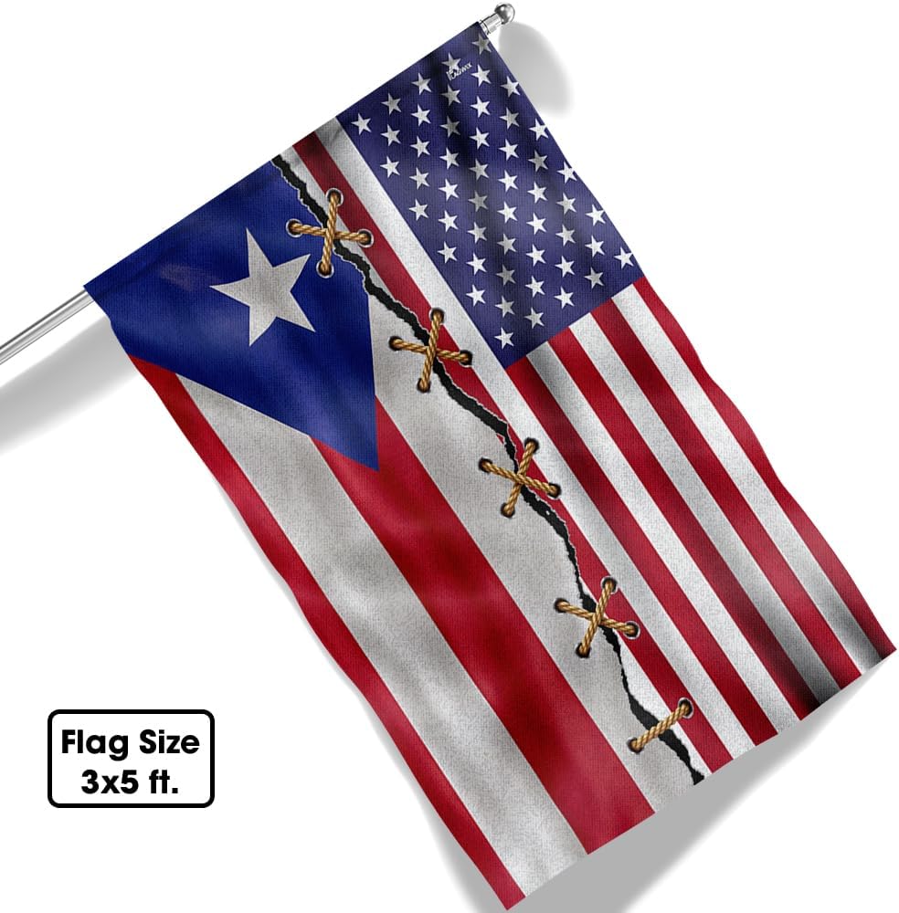 American Flag-Puerto Rico American Flags Patriot America Puerto Rican Flag QTR755F, Garden Flag (11.5" x 17.5")-USA Flags Premium Polyester-Decorative Indoor Outdoor Flag