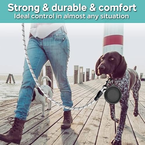 Miniatura 32 de COOYOO - Conjunto de 2 correas para perro de 5 pies, de alta resistencia, cómodo mango acolchado, correa reflectante para perros medianos y grandes