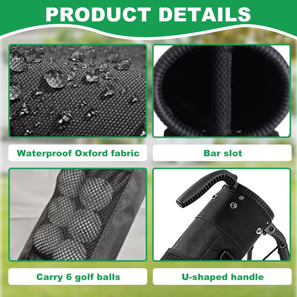 Borsa da golf da uomo: leggera 2,2 lbs, 3 tasche, supporto stabile e tracolla, ideale per Driving Range e corsi