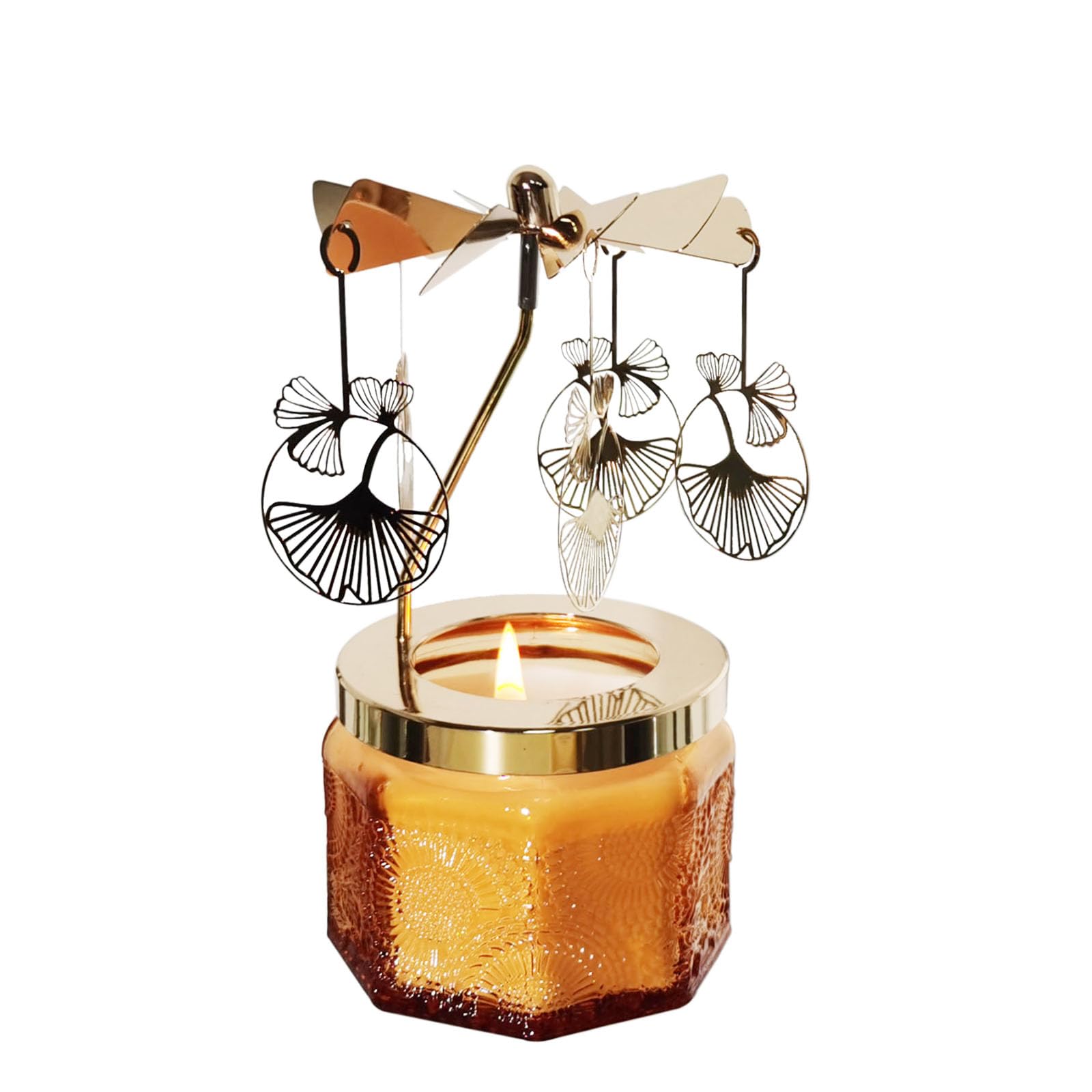 Lavender Scented Candle Carousel Rotary Candle Holder Spinning Tea Light Holder Birthday Gifts for Women, Mom, Wife, Girlfriend, Sister, Female Friends (Gold owl)