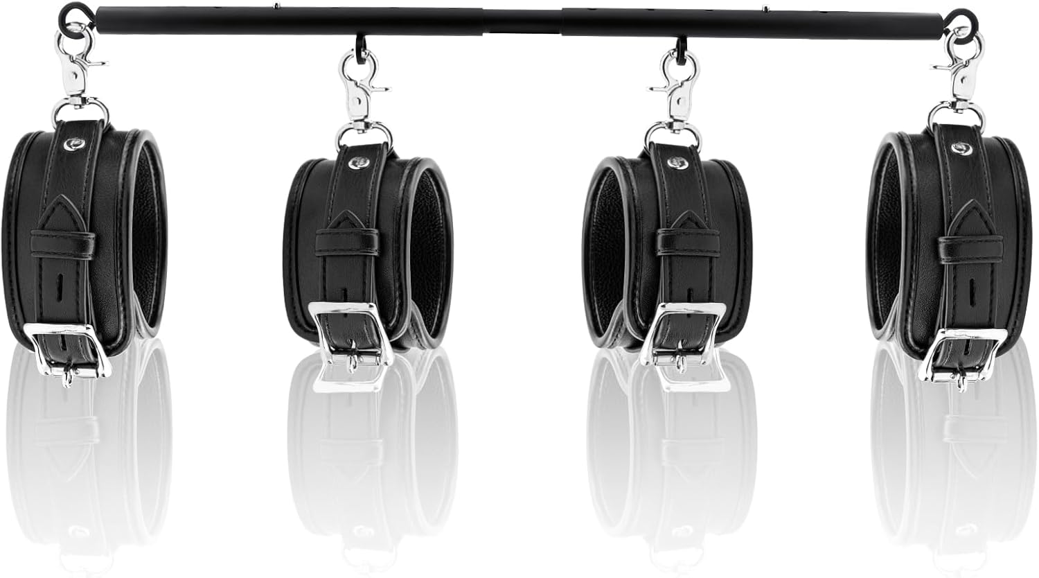 Spreader Bar Heavy Duty Stainless Steel Swiveling Bar with 4 pcs PU Cushioned Straps for Yoga, Pilates, Fitness Training, Home Gym Equipment and More