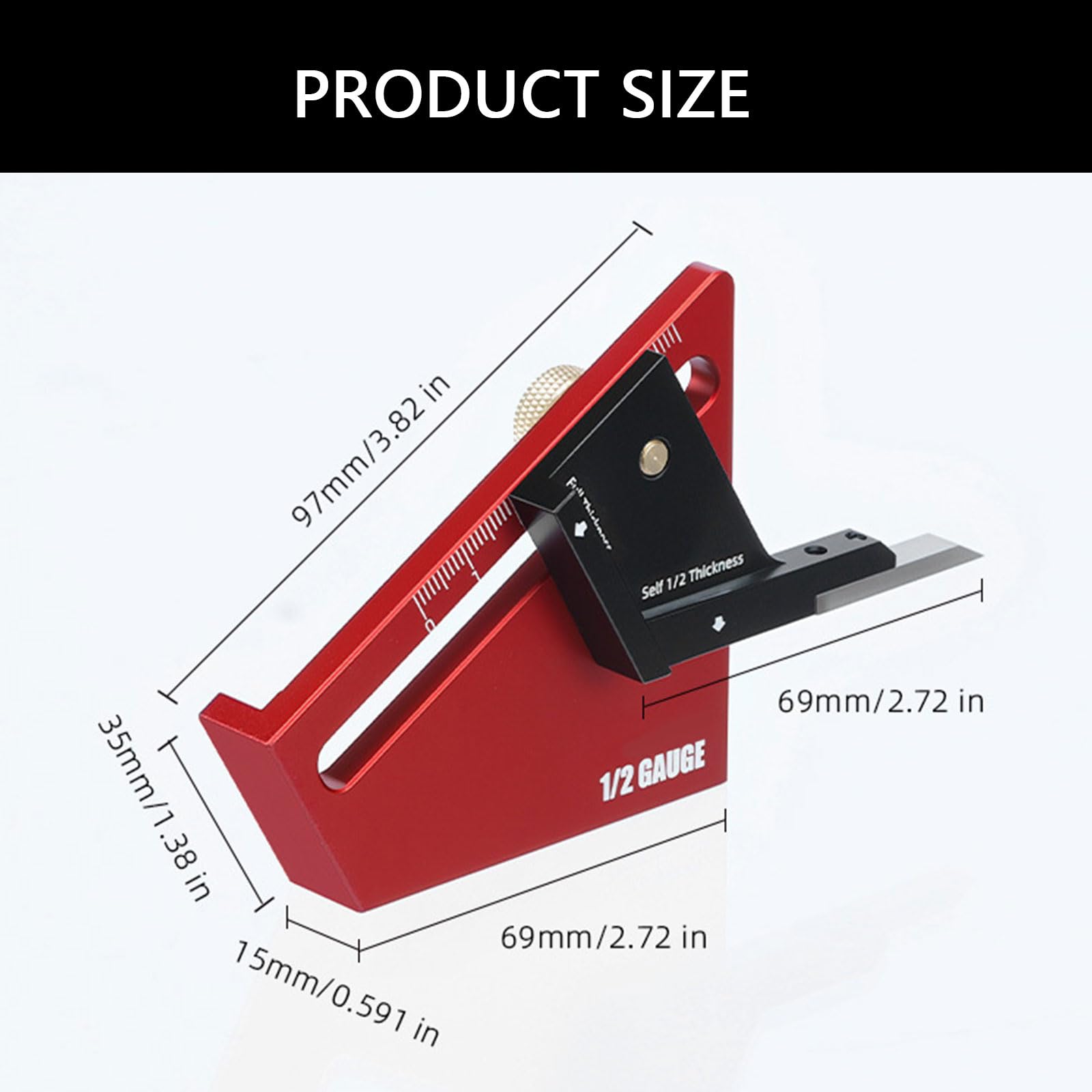 Strumento di calibrazione per la lavorazione del legno, righello di centraggio, calibro di altezza 0-58 mm per progetti di falegnameria e accessori per utensili elettrici