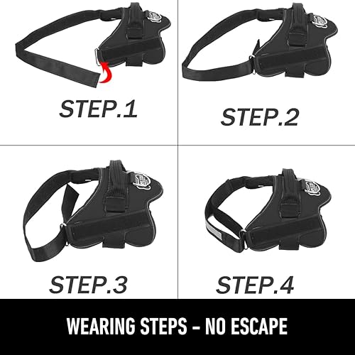 Miniatura 3 de Bolux - Arnés para perro, reflejante y transpirable, ajustable, con asa, para sacarlo a pasear, no más tirones ni asfixia (color negro, tamaño M)