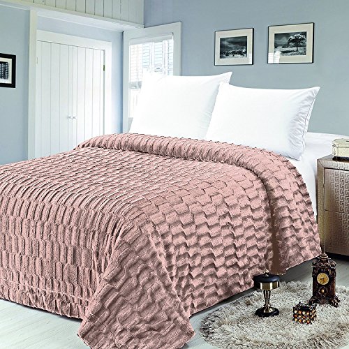 Couverture réversible au vison chocolat taupe box full queen - 2