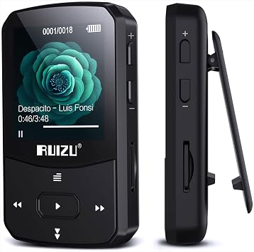RUIZU 64GB Clip-on MP3 Player, Bluetooth 5.3, OTG Function, Portable Music Player Voice Recorder, Recording, Small, Ultra Lightweight