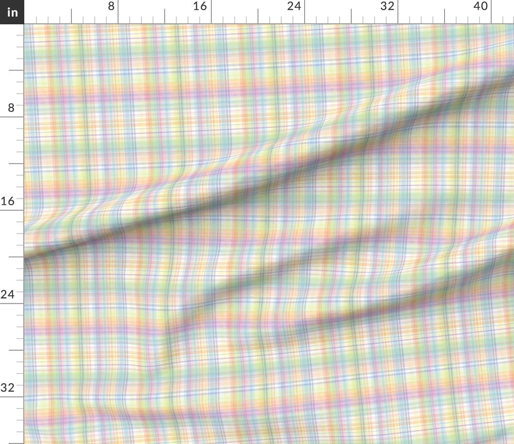 Spoonflower Fabric - Pastel Rainbow Madras Plaid Check Tartan Lgbtqia Pride Colorful Spring Printed on Petal Signature Cotton Fabric Fat Quarter - Sewing Quilting Apparel Crafts Decor