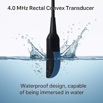 T1 Veterinary Ultrasound Machine, 4.0MHz Rectal Probe, 8 Touch, IP67