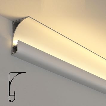 Crown Moulding LED Channel Aluminum Profile, Indirect Lighting Molding Diffuser for Ceiling Floor Wall, Cornice Coving Decor 1m 1.2m 2m 4m 10m 18mWhite,1.5 m/4.9 ft
