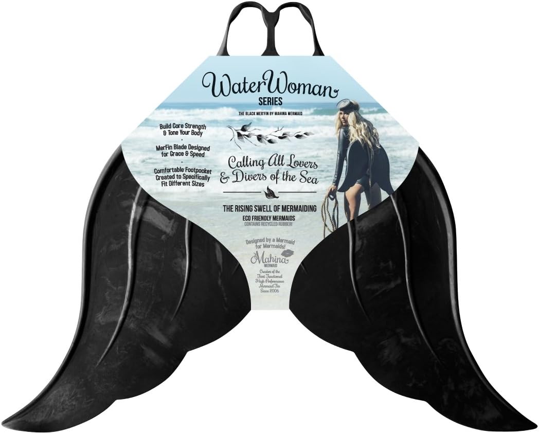 Adult MerFin Classic Series Swim Mono-Fin, Black, Large