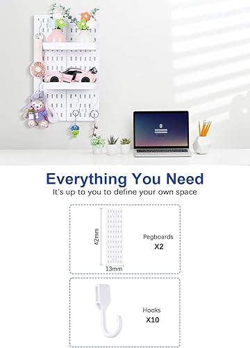 Miniatura 4 de Organizador de pared de tablero perforado sistema modular para configuración de juegos, soluciones de almacenamiento de oficina y cocina que crea un