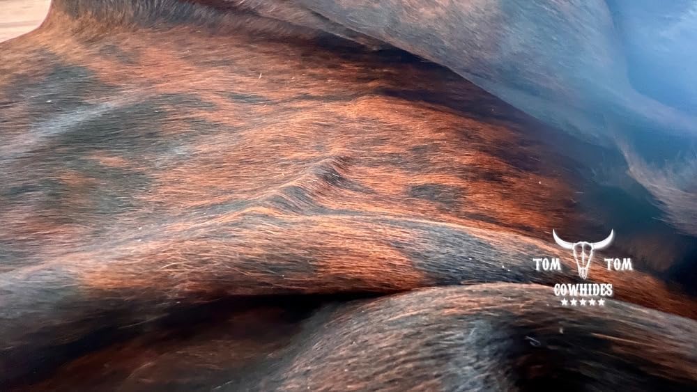 TOM TOM COWHIDES Premium Cowhide Rug Combo | Set of 3 | 6x6 ft | Dark Brindle, Tricolor & Reddish | Natural & Unique