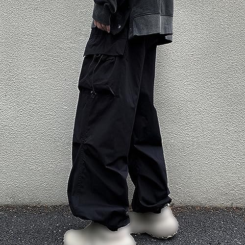 Men's Flat Pocket Parachute Pants Loose Fit Harem Joggers Streetwear Trousers Causal Baggy Cargo Pant4