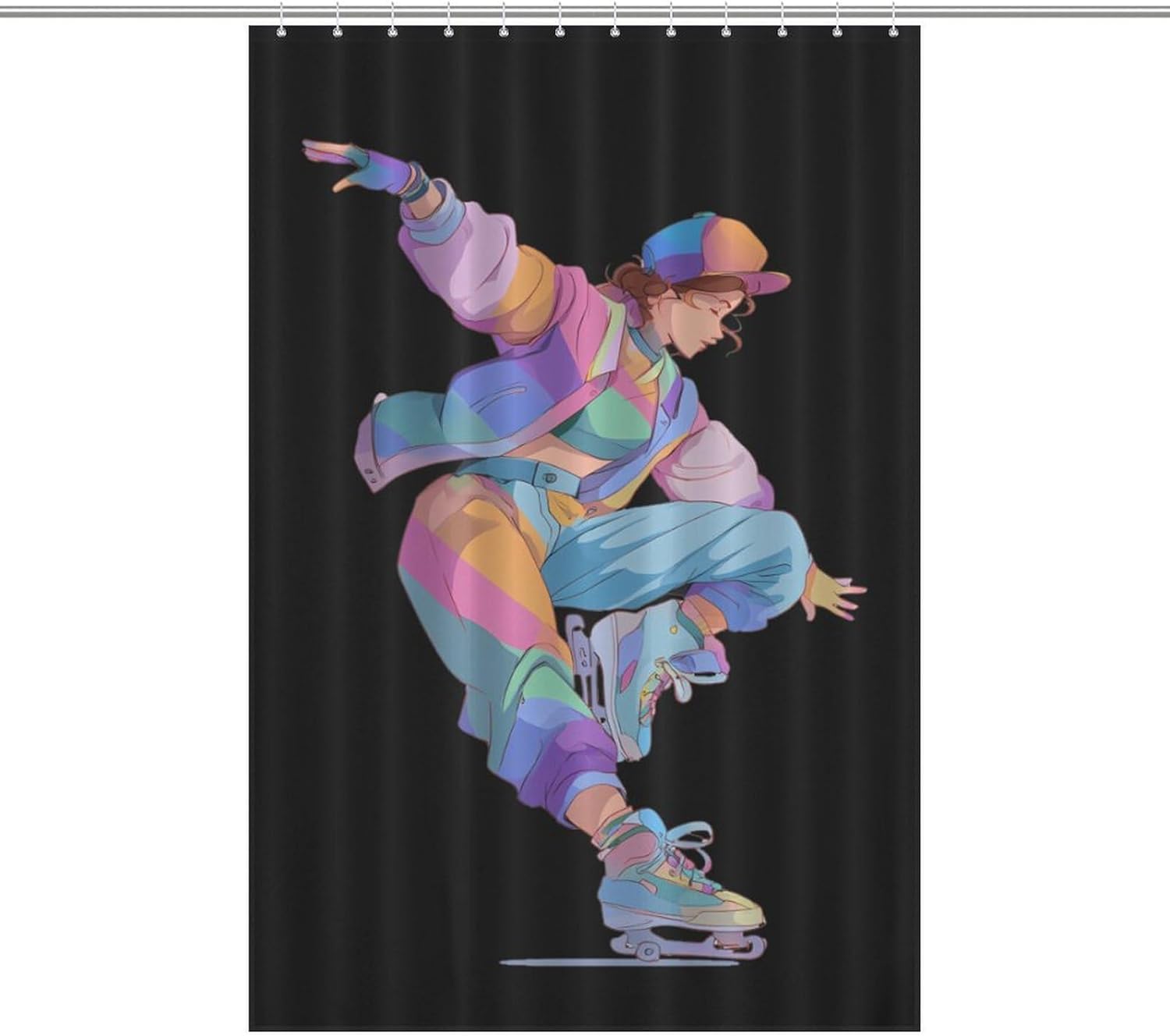 Ice Skaters (1) Shower Curtain 46.85x70.87Inch（119x180cm） Polyester Bath Curtain Shower Curtains Printed Decorative