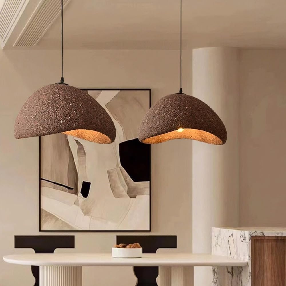 Suspension Style Japonais wabi-sabi Lampe Suspendue personnalité rétro E27 Lustre îlot de Cuisine Abat-Jour polystyrène Lampe de Restaurant Table éclairage de Plafond adapté Chambre Salon