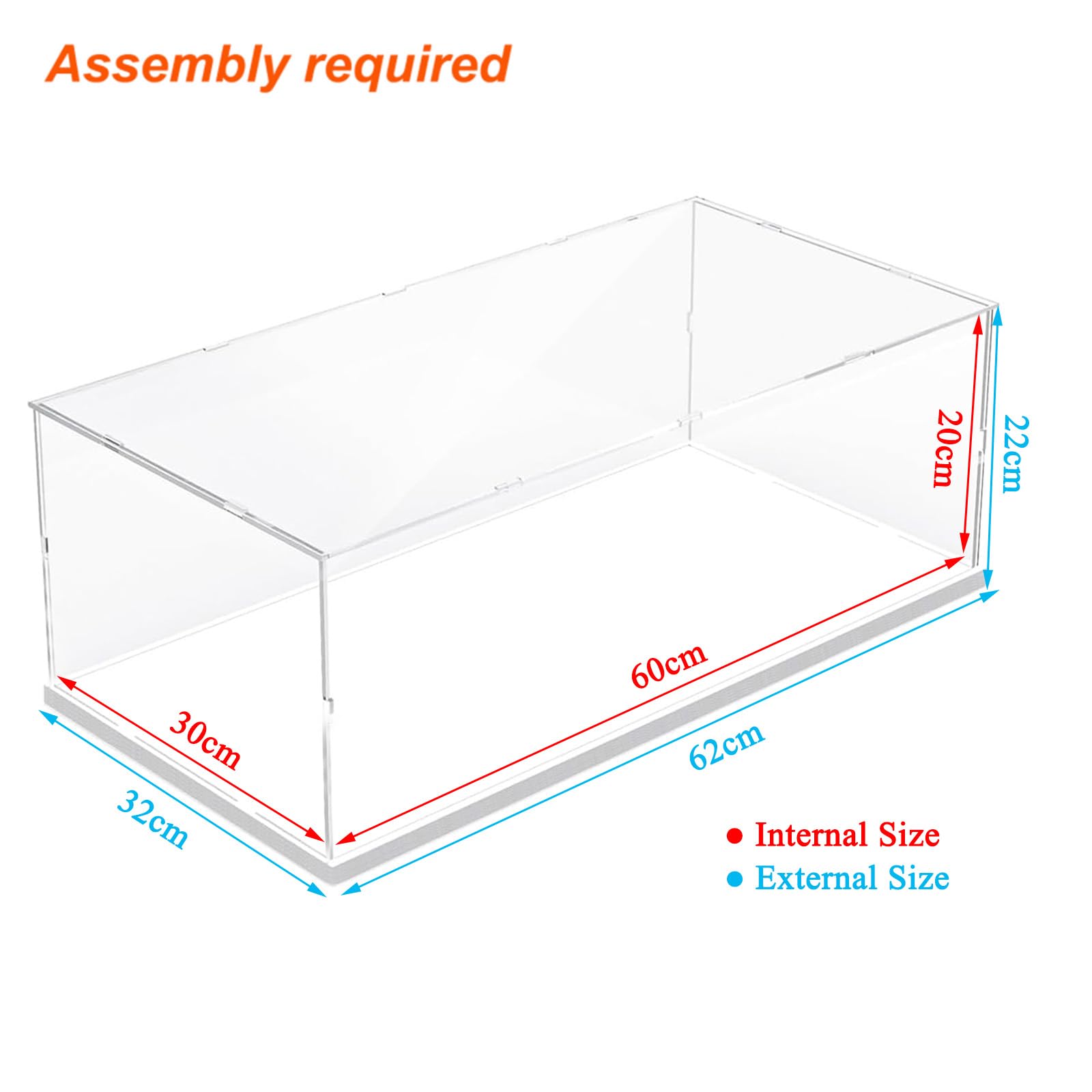 Vitrina Expositora para Lego 42172 McLaren P1 42143 SP3 42156 42096 42115 42083 1:8 Maqueta Coche Colecciones, Expositor Cajas Transparente Grande Vitrina Acrílica 3MM, Interior Blanco 60x30x20cm — view 2