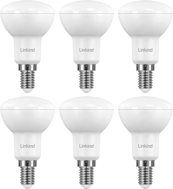 Linkind R50 E14 LED Light Bulb, 4W Reflector Spot Light SES Replace 40W , 4000K Cool White, 480 Lumen, 110°Beam Angle Spotlight, 220-240V AC, Non-Dimmable, 6 Pack